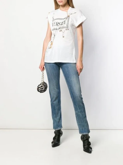 Shop Versace Safety Pin Logo T-shirt In White