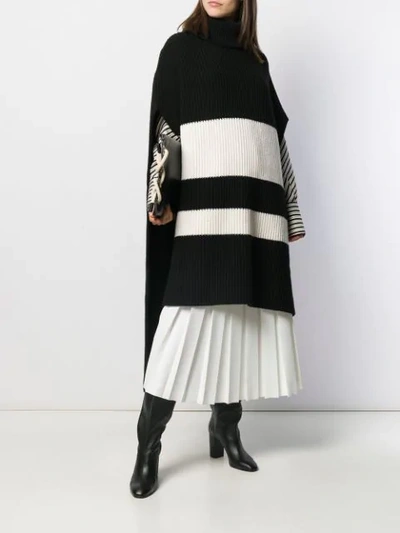 Shop Joseph Striped Knit Poncho In Black