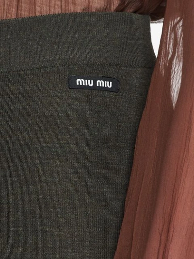 Shop Miu Miu Logo Patch Knitted Short In Green