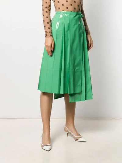 Shop Fendi Asymmetric Pleated Wrap Skirt In Green