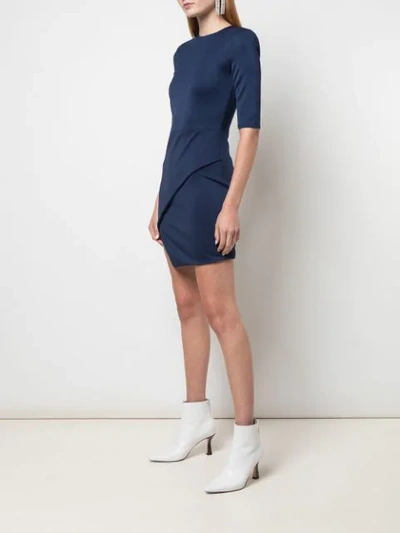 Shop Alice And Olivia Nova Asymmetric-skirt Dress In Blue