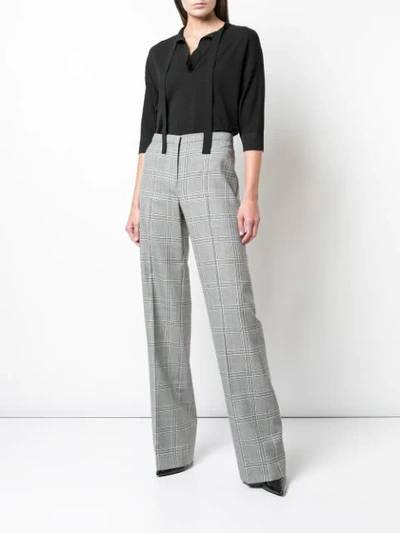 Shop Narciso Rodriguez Plaid Print Trousers In Grey