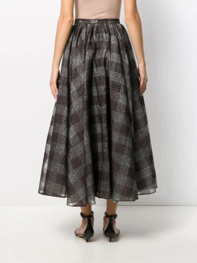 Shop Erdem Checkered Long Skirt In Grey