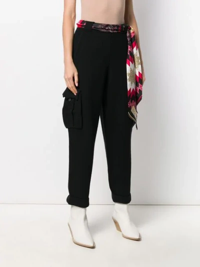 Shop Alanui Belted High-waisted Trousers In Black