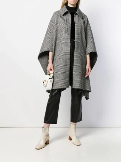 Shop Ermanno Scervino Check Print Cape Coat - Grey