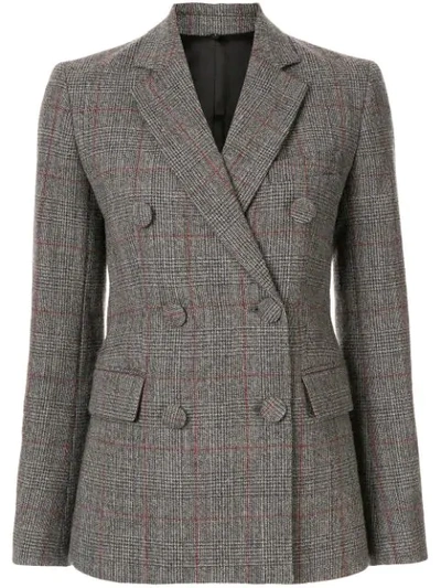 Shop Helmut Lang Prince Of Wales Check Blazer In Grey