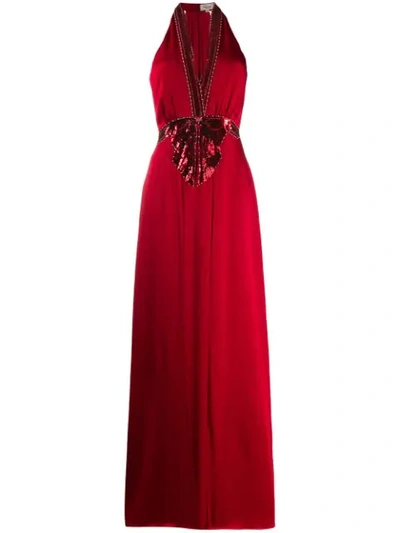 Shop Temperley London Lolita Sequin Embroidered Gown In Red