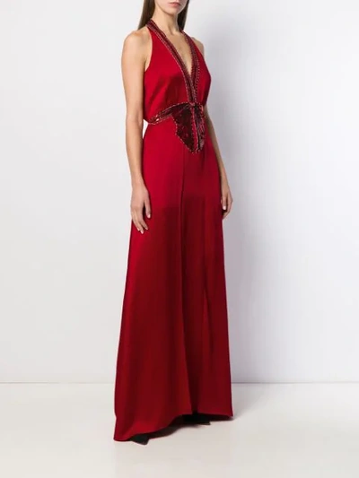 Shop Temperley London Lolita Sequin Embroidered Gown In Red