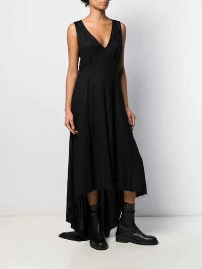 Shop Ann Demeulemeester High-low Crepe Dress In Black
