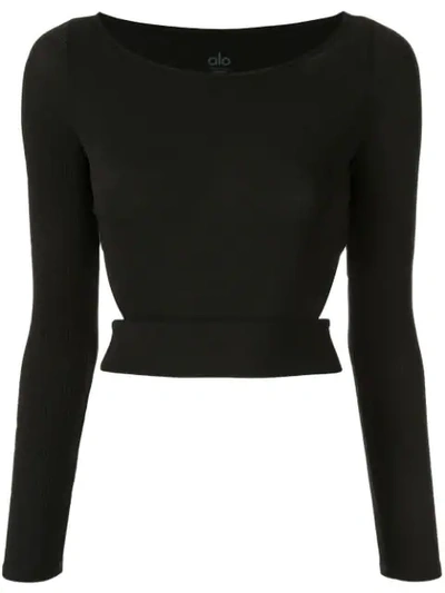 Shop Alo Yoga 'barre' Langarmshirt In Black