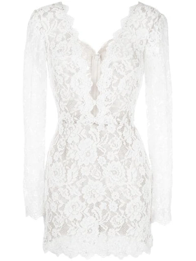 Shop Tadashi Shoji Lace-embroidered Dress In White