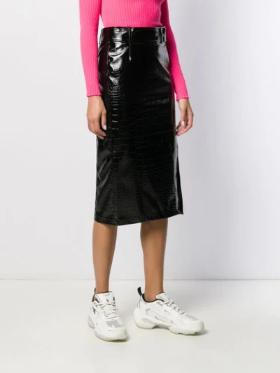 Shop Pinko Varnished Fitted Skirt In Black