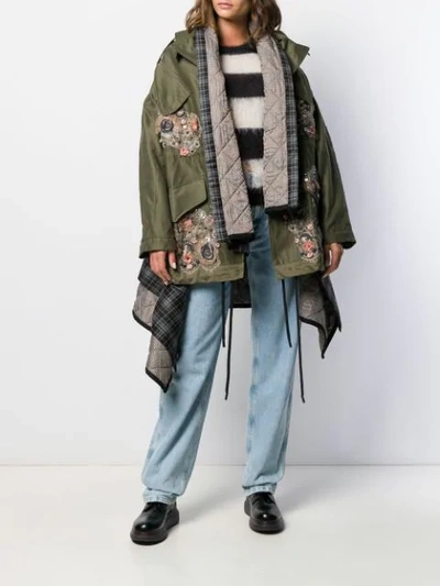 Shop Antonio Marras Floral Appliqué Parka In Green