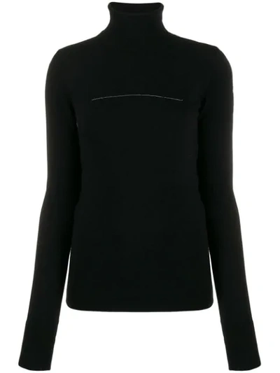 Shop Mm6 Maison Margiela Rip Detail Polo Jumper In Black