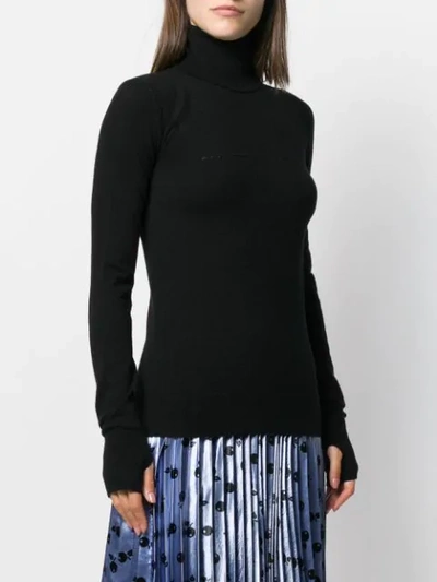 Shop Mm6 Maison Margiela Rip Detail Polo Jumper In Black