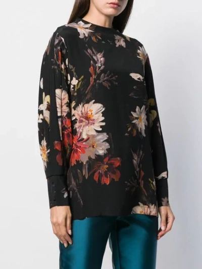 Shop L'autre Chose Garden-print Blouse In Black