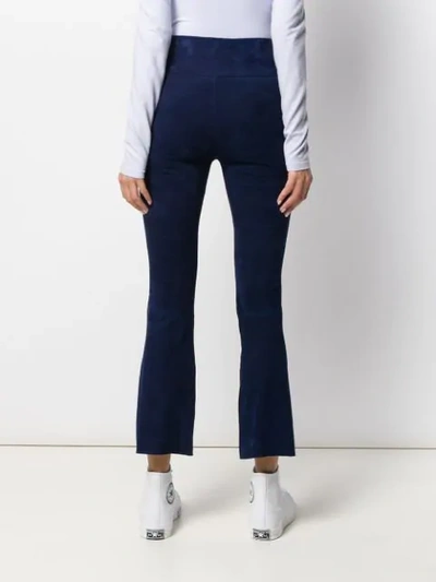Shop Sprwmn Cropped Suede Trousers In Blue
