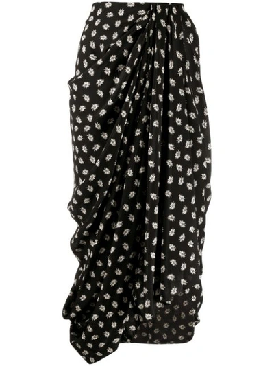 Shop Isabel Marant Floral Print Midi Skirt In Black