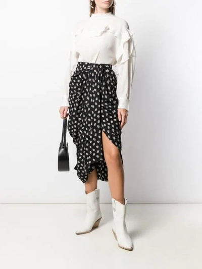 Shop Isabel Marant Floral Print Midi Skirt In Black