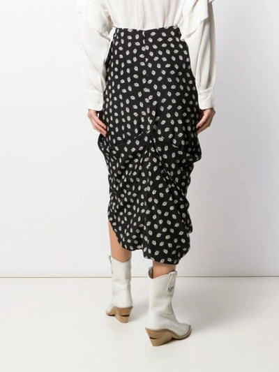 Shop Isabel Marant Floral Print Midi Skirt In Black