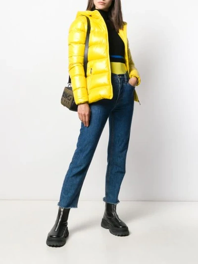 Shop Moncler Fitted Puffer Jacket In Yellow