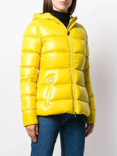 Shop Moncler Fitted Puffer Jacket In Yellow