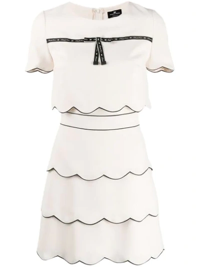 Shop Elisabetta Franchi Scalloped Layer Trim Dress In White