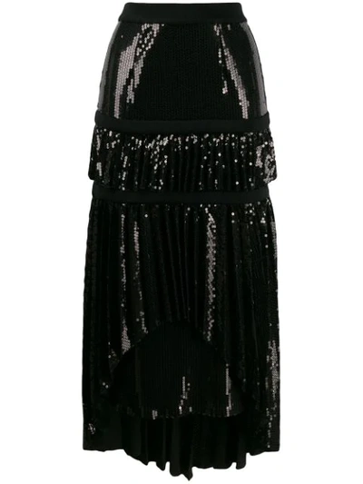 Shop Atu Body Couture Asymmetric Embellished Skirt In Black