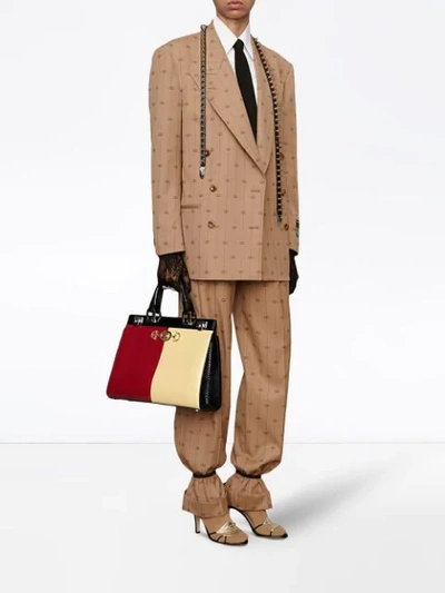 Shop Gucci Gg Stripe Wide-leg Trousers In Brown