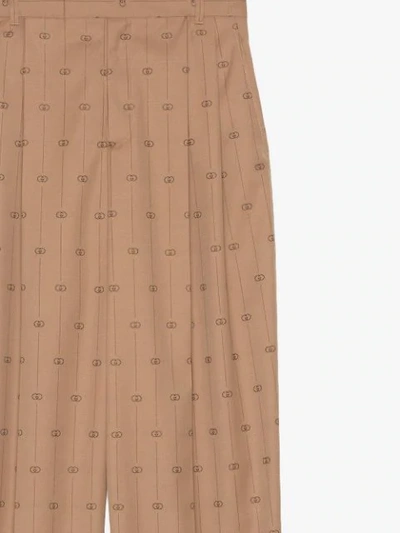 Shop Gucci Gg Stripe Wide-leg Trousers In Brown