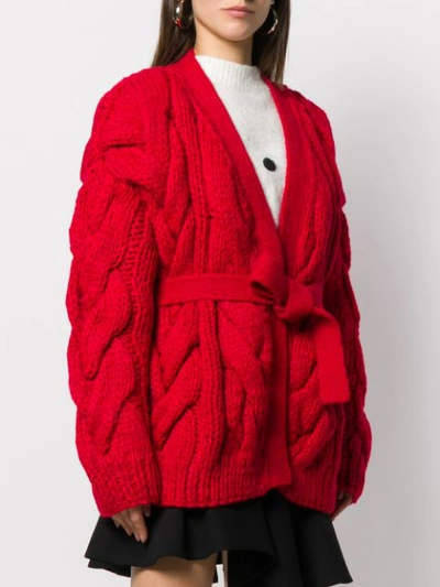 Shop Dsquared2 Oversized Chunky Knit Cardigan In Red
