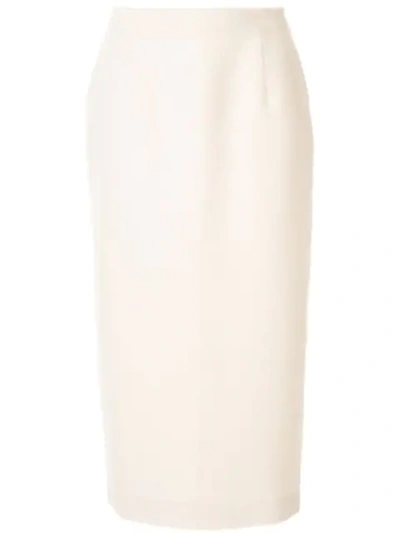 Shop Alessandra Rich Tweed Midi Skirt In White