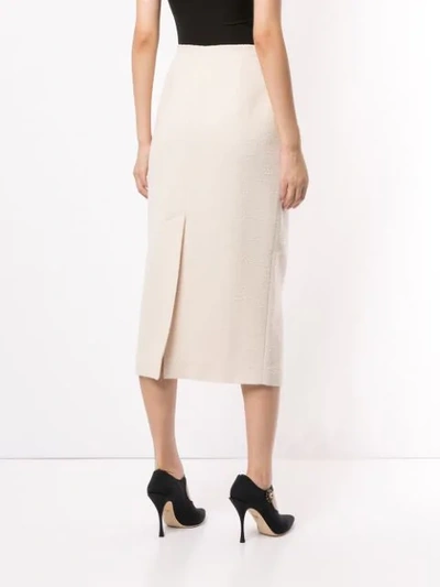 Shop Alessandra Rich Tweed Midi Skirt In White