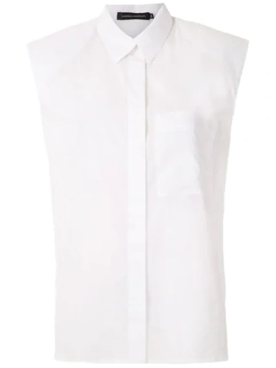 Shop Andrea Marques Structured Shoulders Sleeveless Shirt In White