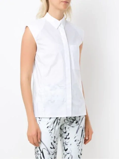 Shop Andrea Marques Structured Shoulders Sleeveless Shirt In White
