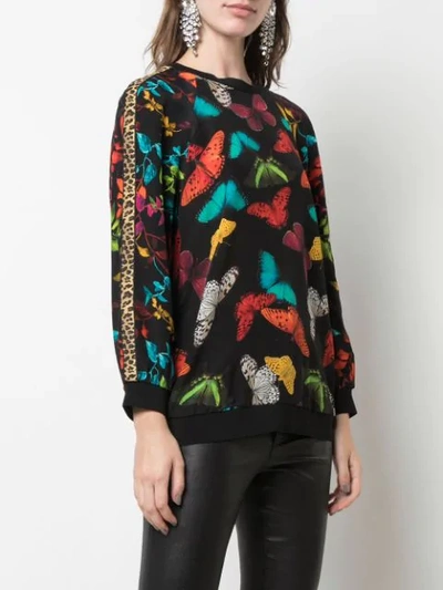 Shop Alice And Olivia Calvin Butterfly Print Sweater In Black