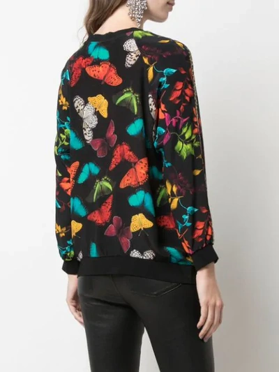 Shop Alice And Olivia Calvin Butterfly Print Sweater In Black