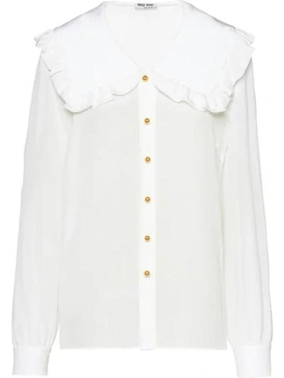 Shop Miu Miu Ruffled Collar Blouse In White