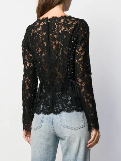 Shop Dolce & Gabbana Floral Lace Corset Style Blouse In Black