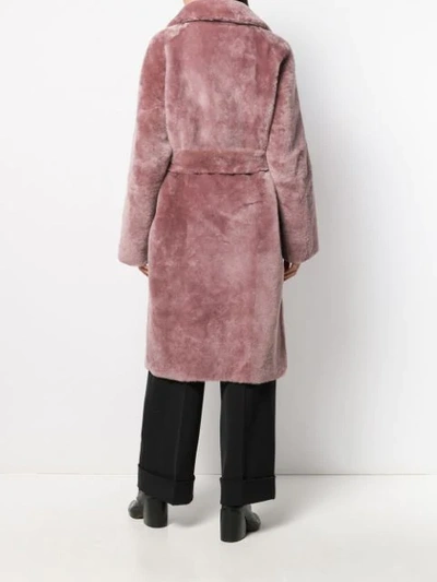 Shop N°21 Shearling Belted Coat In Pink