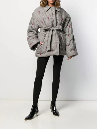 Shop Atu Body Couture Oversized Quilted Coat In Grey