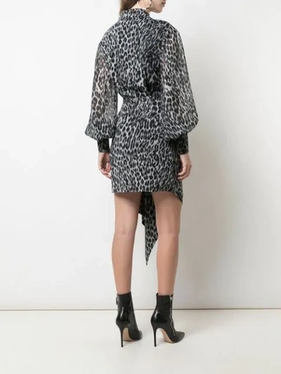 Shop Rasario Leopard Print Wrap Dress In Grey