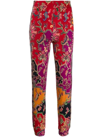 Shop Etro Printed Pull-on Trousers In Red
