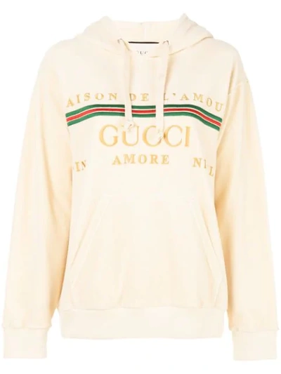 Gucci Oversized Embroidered Cotton-blend Velour Hoodie In 9300 Beige |  ModeSens