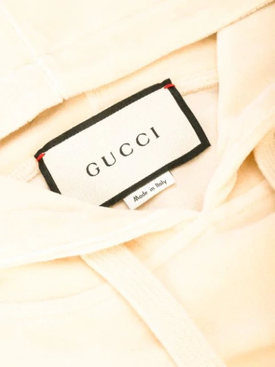 Shop Gucci Velvet Maison De L'amour Hoodie In 9300 Rose Beige/mc