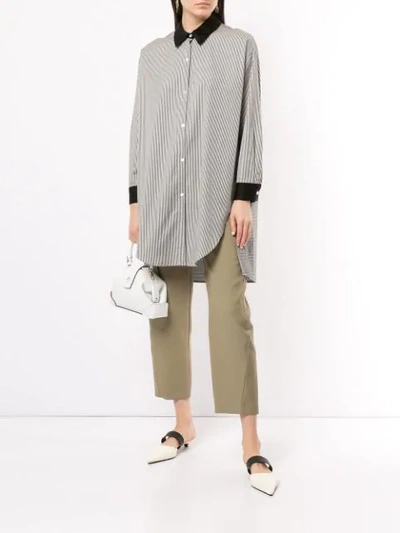 Shop Loveless Oversized Striped Shirt In White