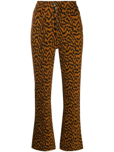 Shop Ulla Johnson Ellis Ikat Zebra-print Jeans In Brown