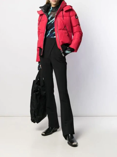 Shop Mackage Logo Patch Puffer Jacket In Red