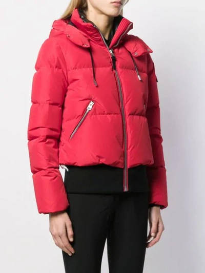 Shop Mackage Logo Patch Puffer Jacket In Red