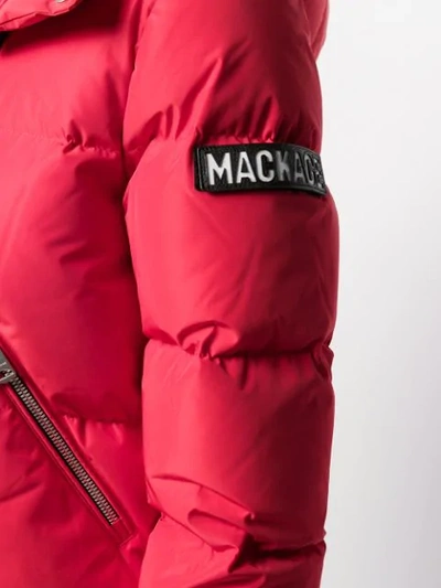 Shop Mackage Logo Patch Puffer Jacket In Red